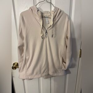 Athleta Sz med. ladies fleece-lined 1/2 zip hoodie!Cream color! Great condition!
